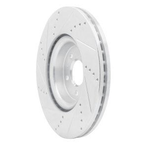 Audi A6 Brake Rotor (1) - Front Right - R1 Concepts - Drilled & Slotted - Silver - `12-`20